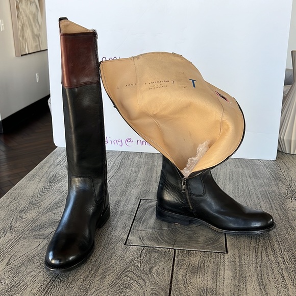 Designer Frye The Frye Company black/brown 7B cowboy riding boots - Picture 11 of 16